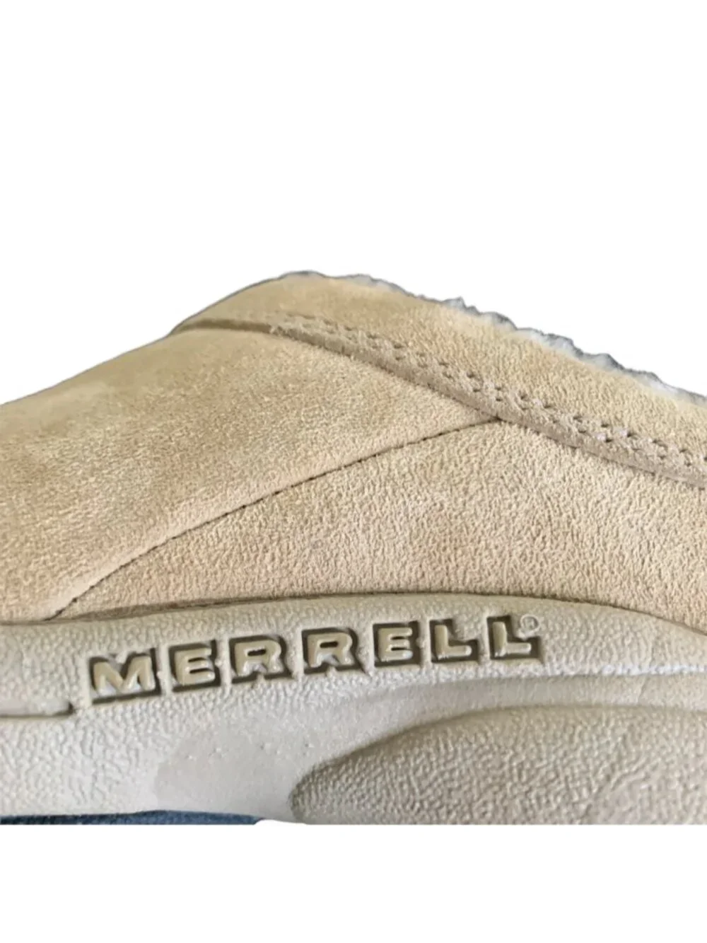 Merrell Primo Chill Slide Beige Suede Upper Wool Fleece Lined w/o Insole 5.5 42D